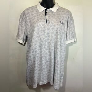 Men’s 3XL Hugo Boss polo- black white spotted swirl, trippy modern office sports